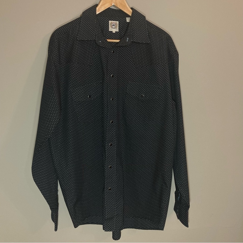 Cinch men's long-sleeve western black snap shirt with a geometric print L